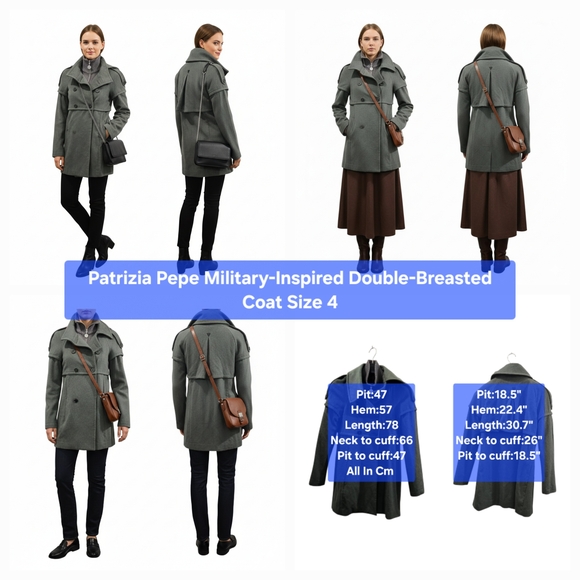 Patrizia Pepe Jackets & Blazers - Patrizia Pepe Military-Inspired Double-Breasted Coat Size 4